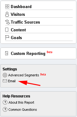menu option for emails