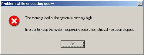 memory load of the system is extremely high