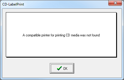 a compatible print for printing CD media was not found