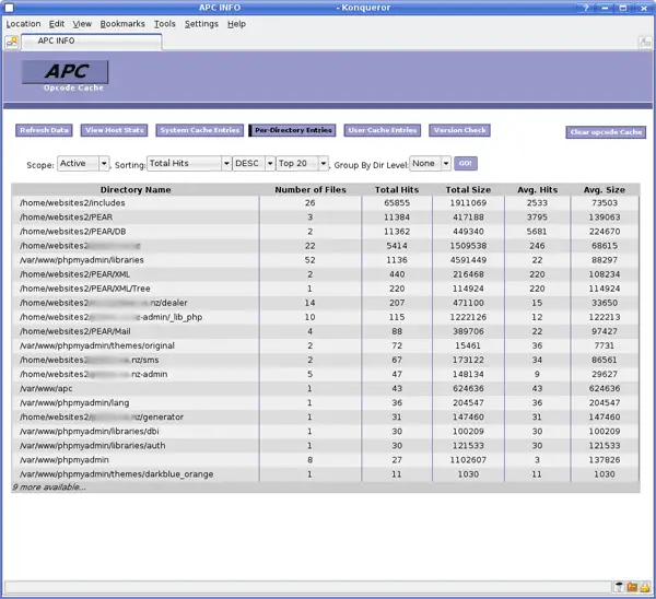 php apc cache screenshot