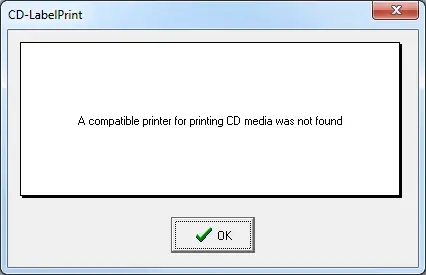 a compatible print for printing CD media was not found