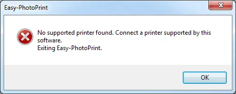 no supported printer found. connect a printer supported by this software