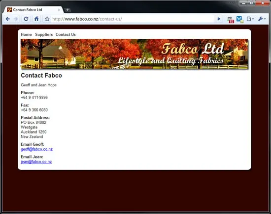 contact page on the fabco website