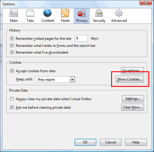 firefox options dialog