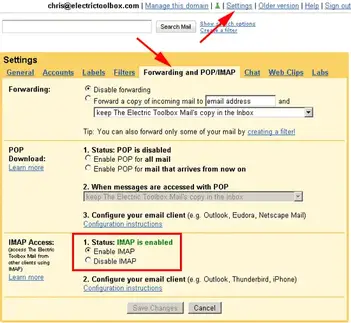 Landskab Under ~ Fundament How to enable IMAP access for a Gmail account | The Electric Toolbox Blog