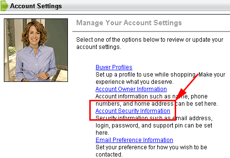 select account security information