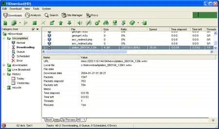 Progress meter of streaming video file download