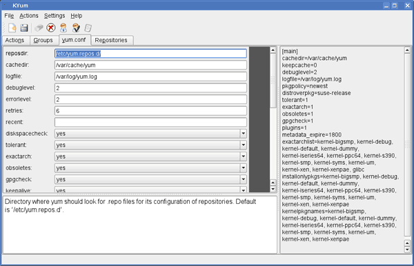 editing yum.conf with kyum