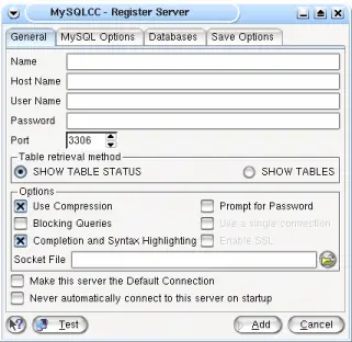 Default server registration for MySQL Control Center