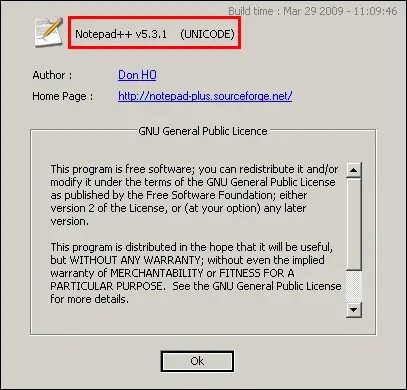 about notepad++ dialog