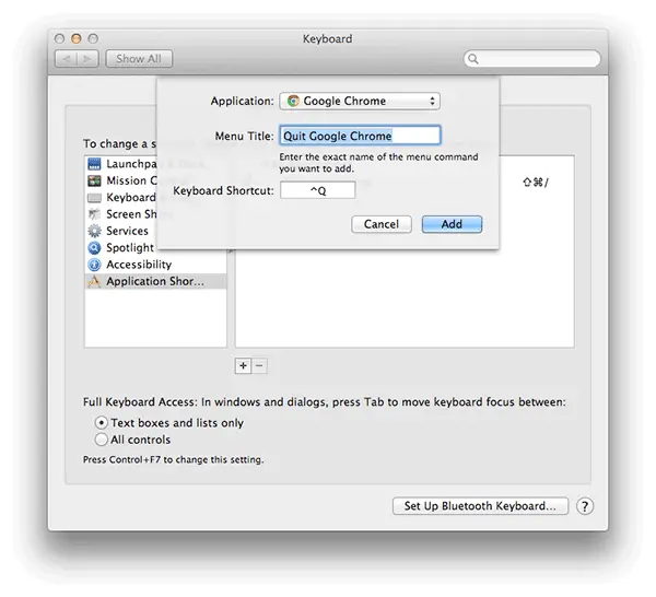 creating a new application shortcut