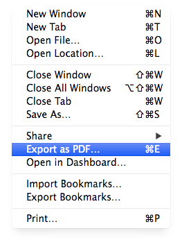 export as pdf with shortcut key