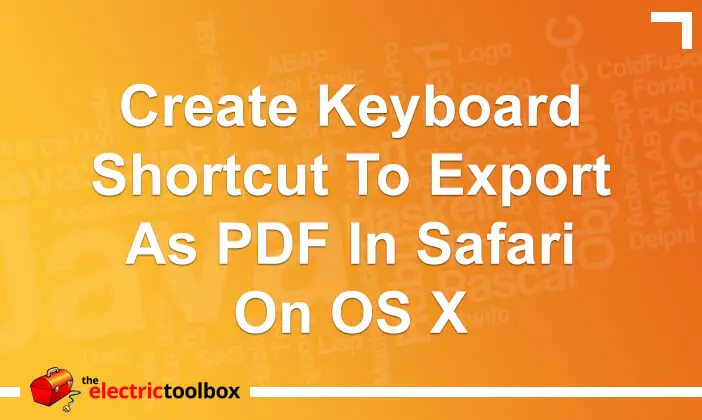 Create keyboard shortcut to export as PDF in Safari on OS X