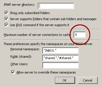 setting the maximum number of server connections to cache
